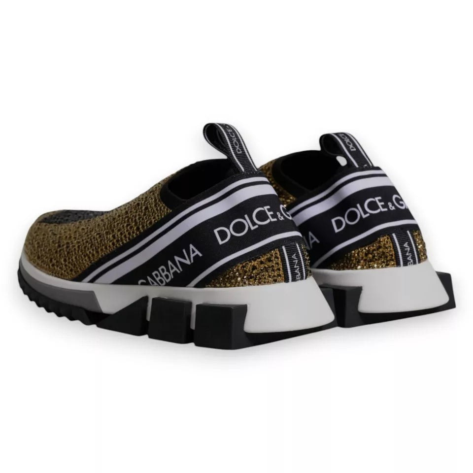 Dolce & Gabbana Sorrento Sneakers en Or avec Strass