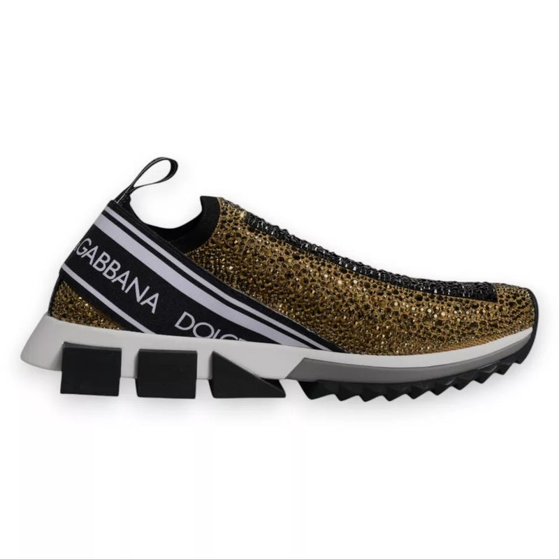 Dolce & Gabbana Sorrento Sneakers en Or avec Strass
