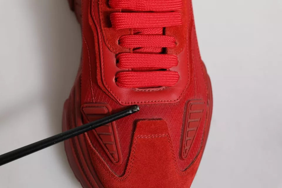 Dolce & Gabbana Red Leather Daymaster Low Top Sneakers