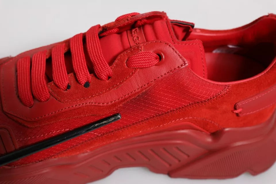 Dolce & Gabbana Red Leather Daymaster Low Top Sneakers