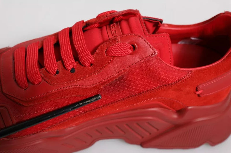 Dolce & Gabbana Red Leather Daymaster Low Top Sneakers
