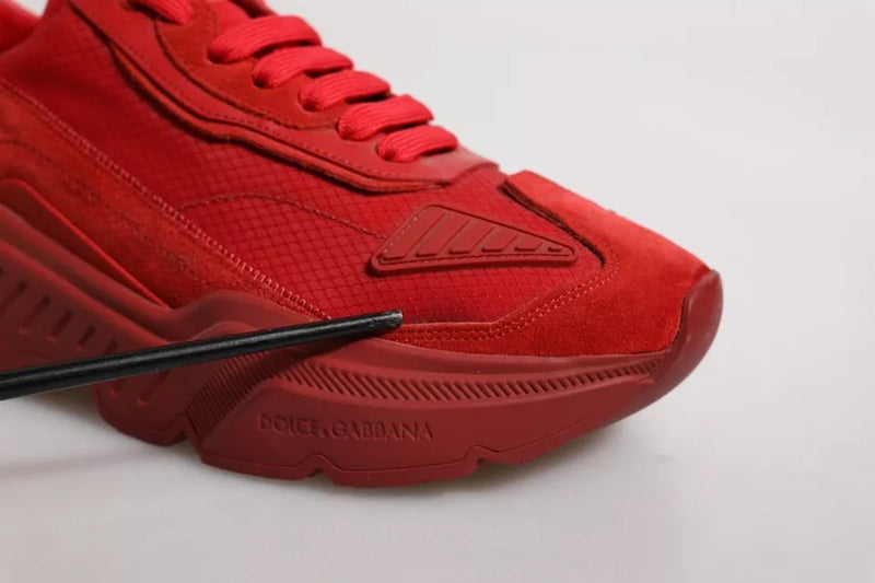 Dolce & Gabbana Red Leather Daymaster Low Top Sneakers