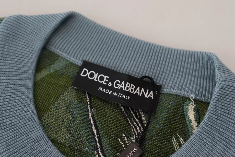 Pull en laine et soie à motif jungle avec logo Dolce &amp; Gabbana