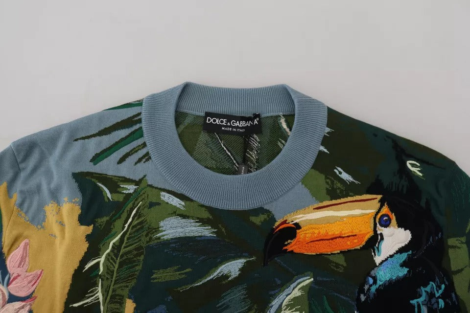Pull en laine et soie à motif jungle avec logo Dolce &amp; Gabbana