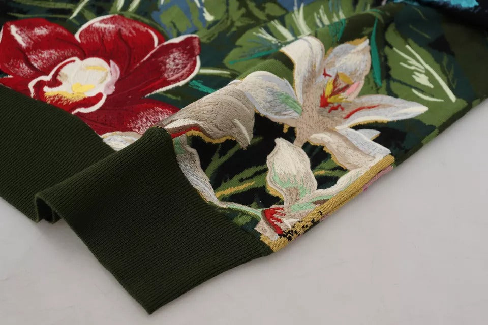 Pull en laine et soie à motif jungle avec logo Dolce &amp; Gabbana