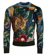 Pull en laine et soie à motif jungle avec logo Dolce &amp; Gabbana