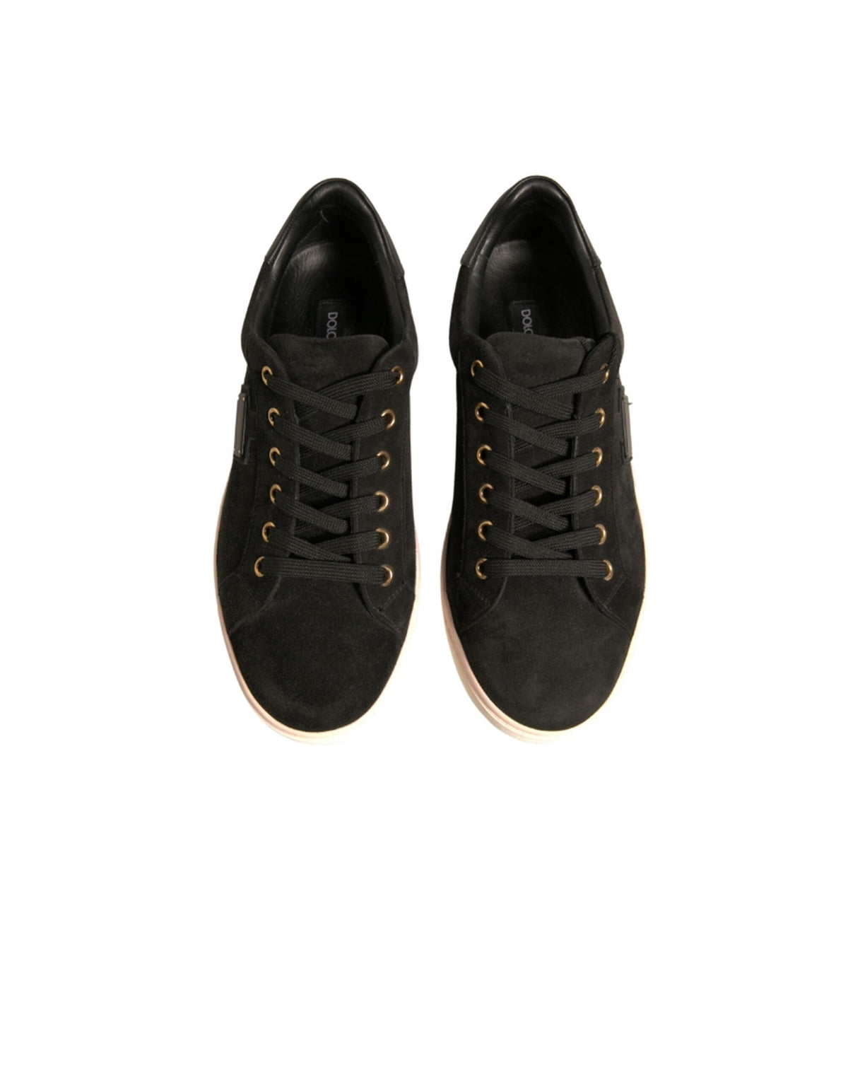Dolce & Gabbana Black Logo Suede Leather Sneakers for Men