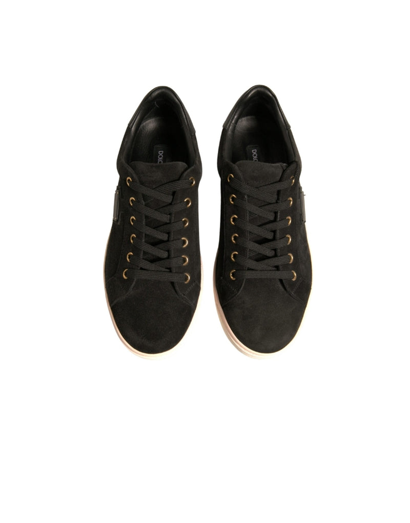 Dolce & Gabbana Black Logo Suede Leather Sneakers for Men
