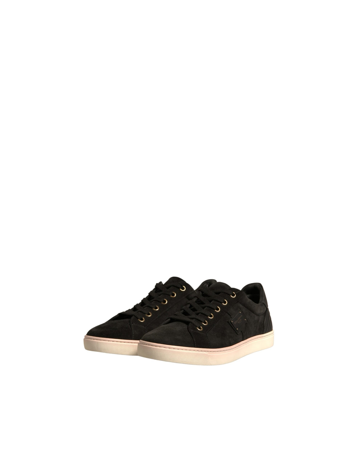 Dolce & Gabbana Black Logo Suede Leather Sneakers for Men