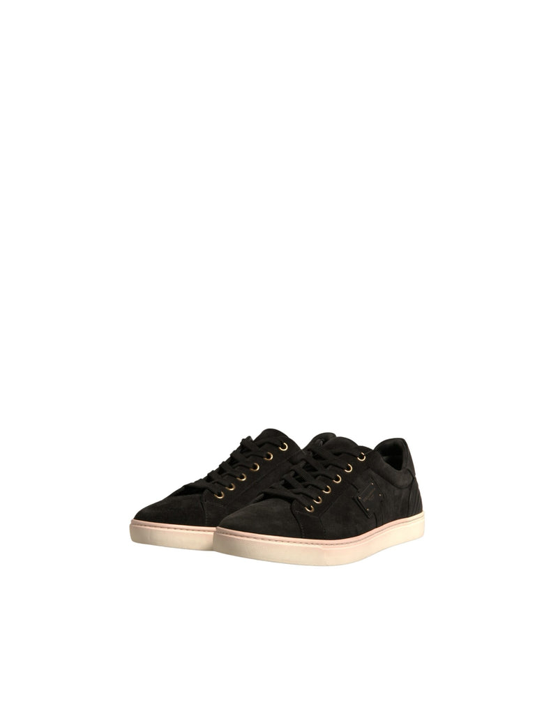 Dolce & Gabbana Black Logo Suede Leather Sneakers for Men