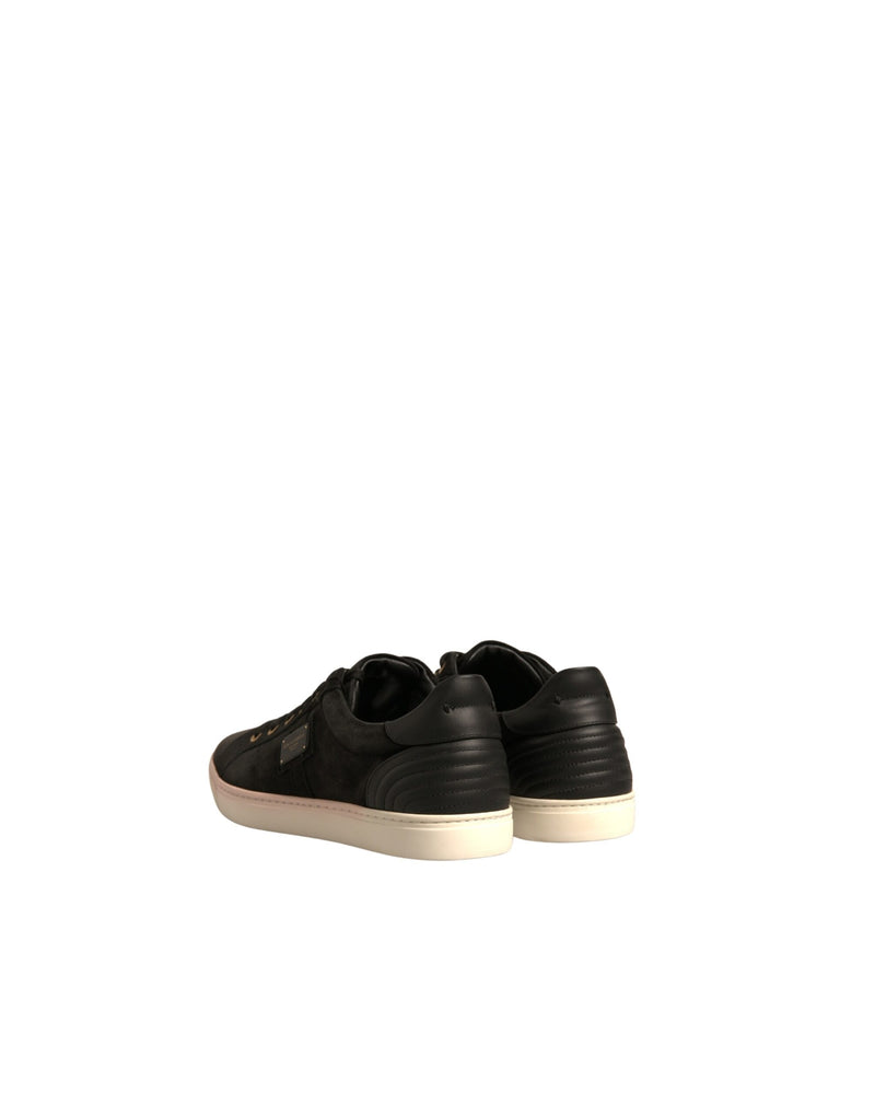 Dolce & Gabbana Black Logo Suede Leather Sneakers for Men