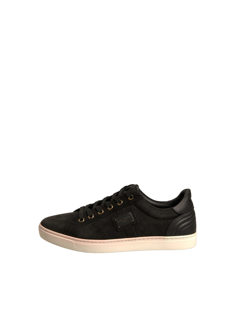 Dolce & Gabbana Black Logo Suede Leather Sneakers for Men