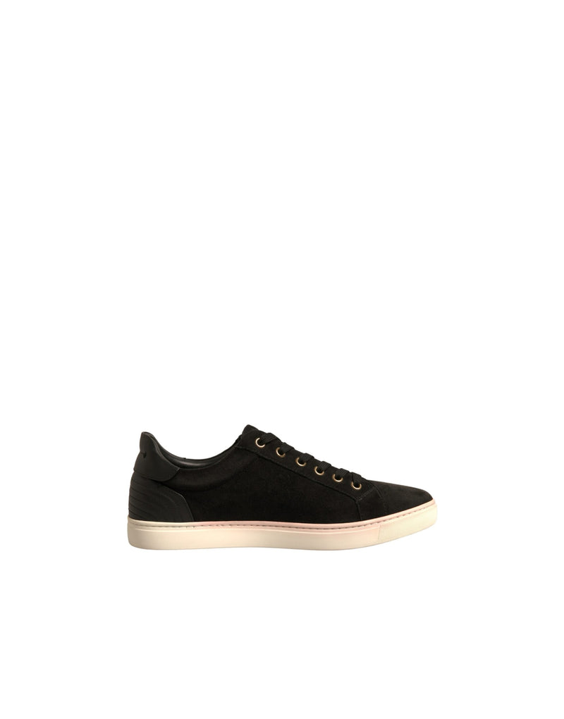 Dolce & Gabbana Black Logo Suede Leather Sneakers for Men