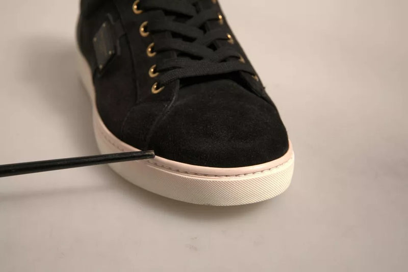 Dolce & Gabbana Black Logo Suede Leather Sneakers for Men