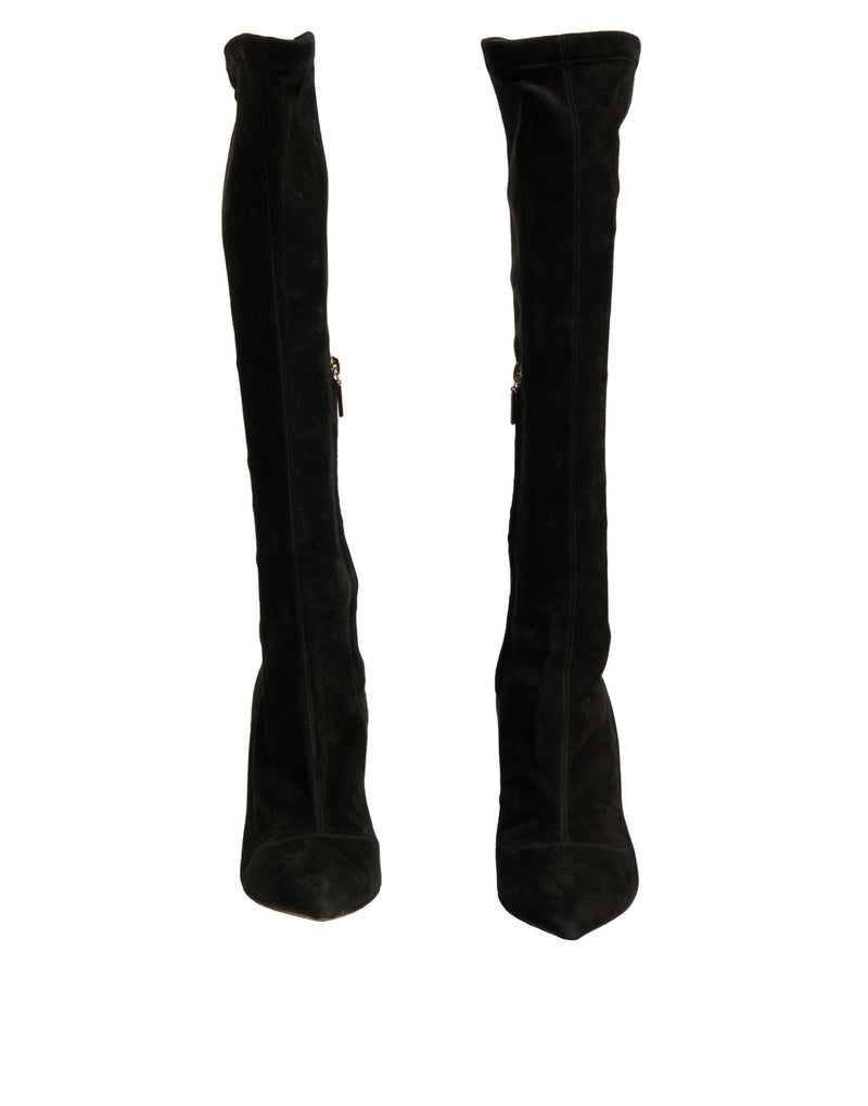 Dolce & Gabbana Black Suede Stiletto Knee High Boots