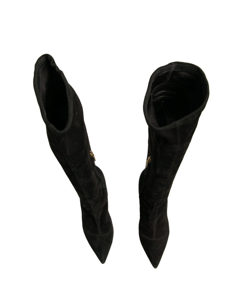 Dolce & Gabbana Black Suede Stiletto Knee High Boots