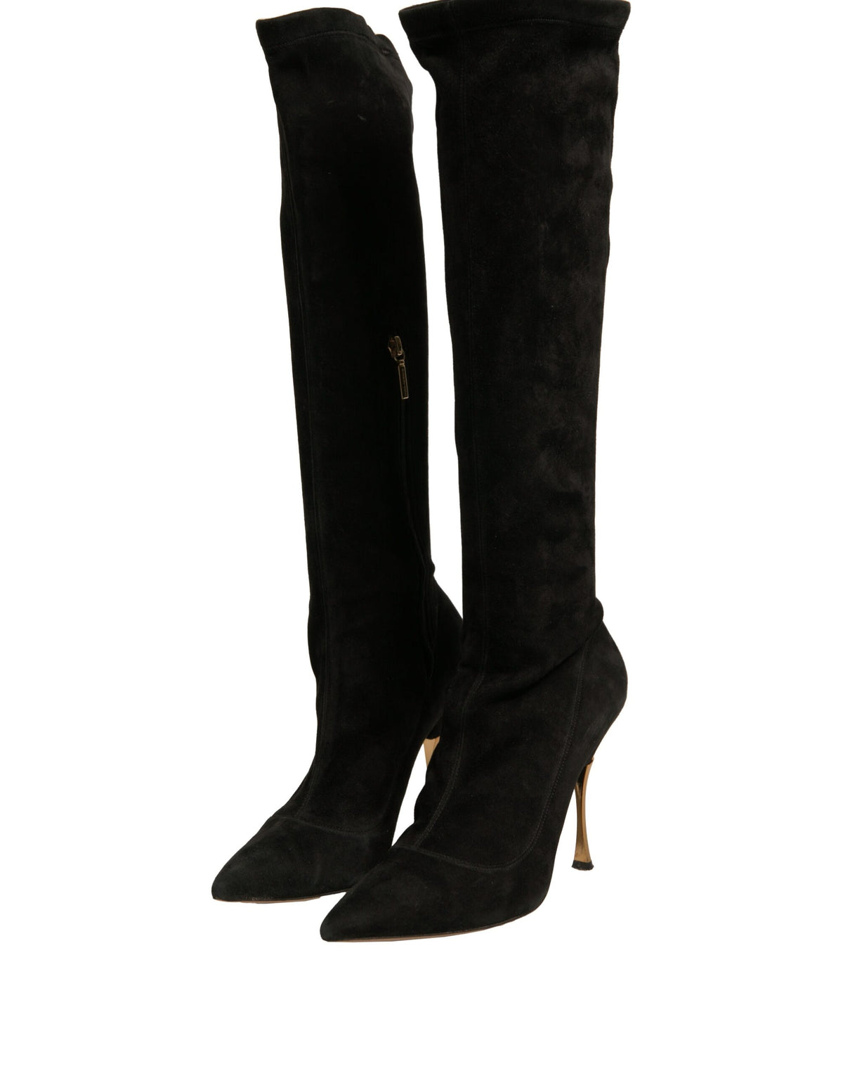 Dolce & Gabbana Black Suede Stiletto Knee High Boots