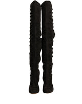 Dolce & Gabbana Black Suede Heels Knee High Boots