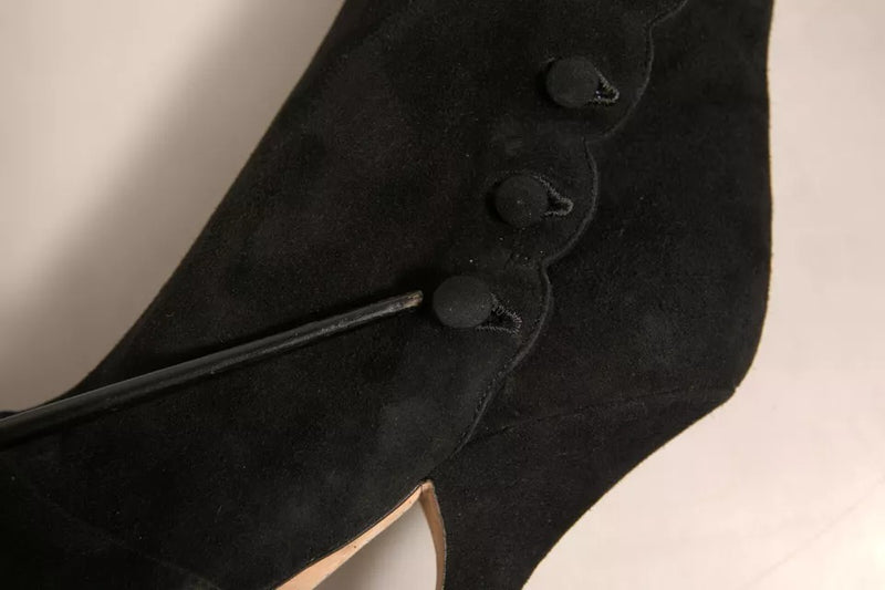 Dolce & Gabbana Black Suede Heels Knee High Boots