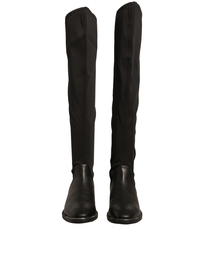 Bottes Hautes en Cuir Suédé Noires MY TWIN pour Femmes