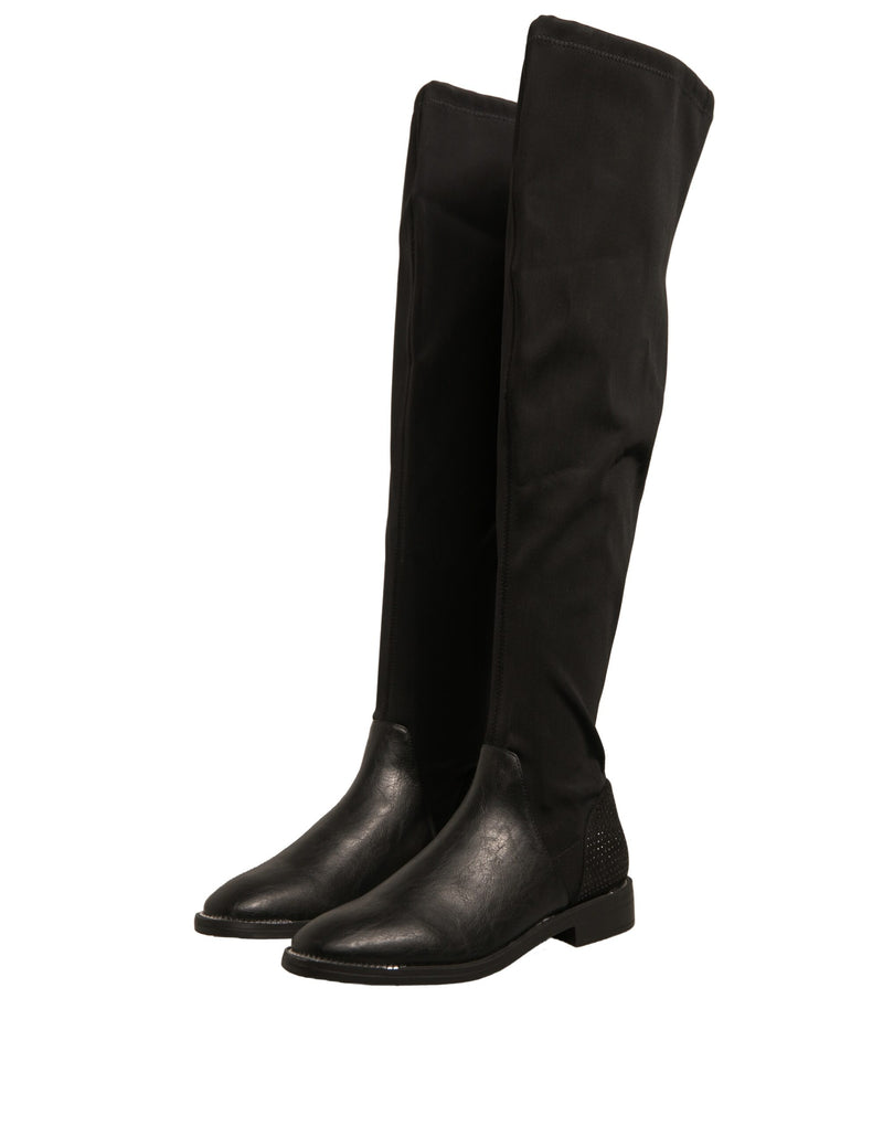 Bottes Hautes en Cuir Suédé Noires MY TWIN pour Femmes