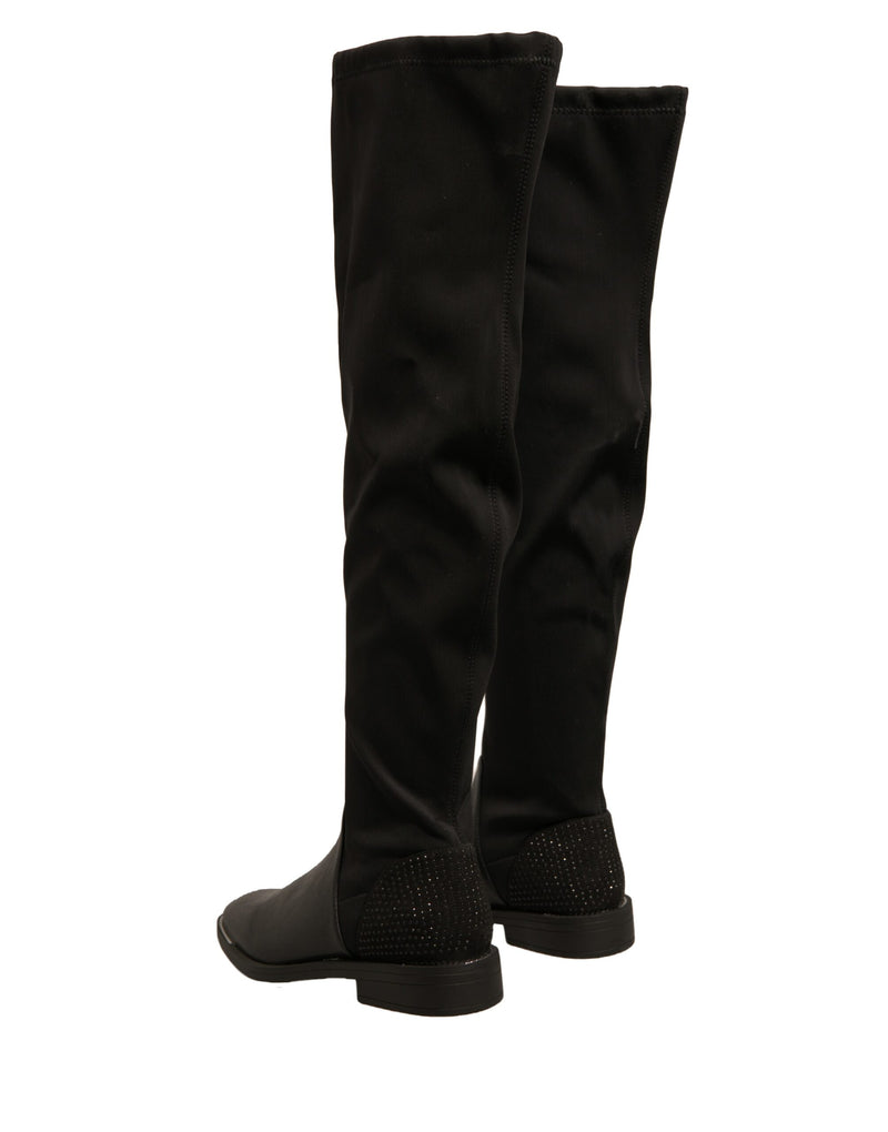 Bottes Hautes en Cuir Suédé Noires MY TWIN pour Femmes