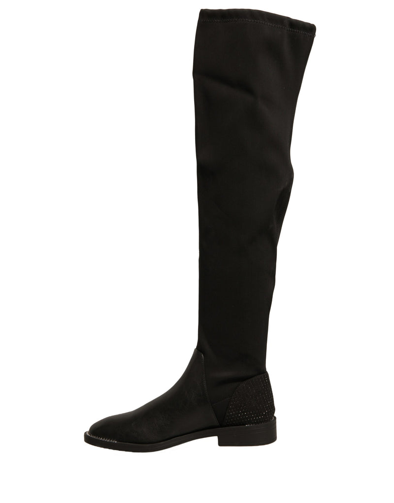Bottes Hautes en Cuir Suédé Noires MY TWIN pour Femmes