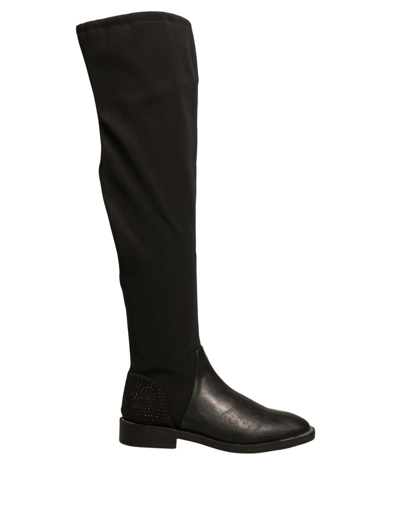 Bottes Hautes en Cuir Suédé Noires MY TWIN pour Femmes