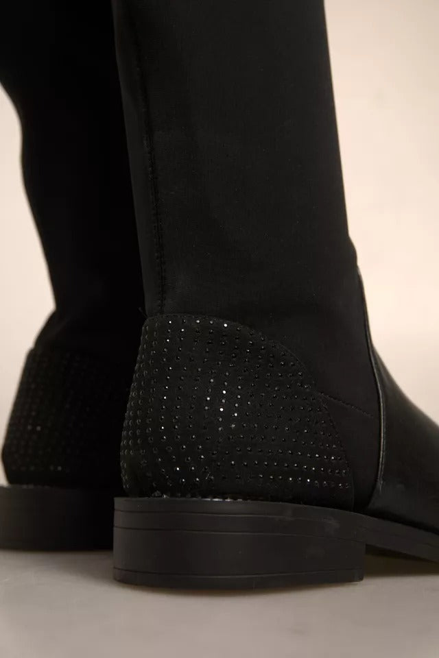 Bottes Hautes en Cuir Suédé Noires MY TWIN pour Femmes