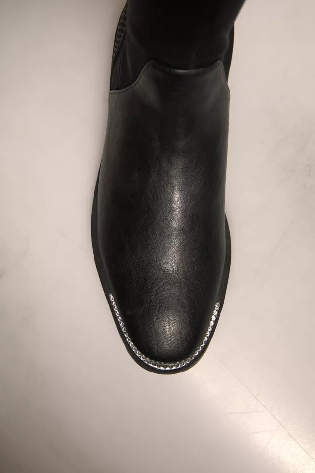 Bottes Hautes en Cuir Suédé Noires MY TWIN pour Femmes