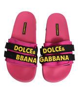 Dolce & Gabbana Fuchsia Neoprene Slides - Élégance et Confort