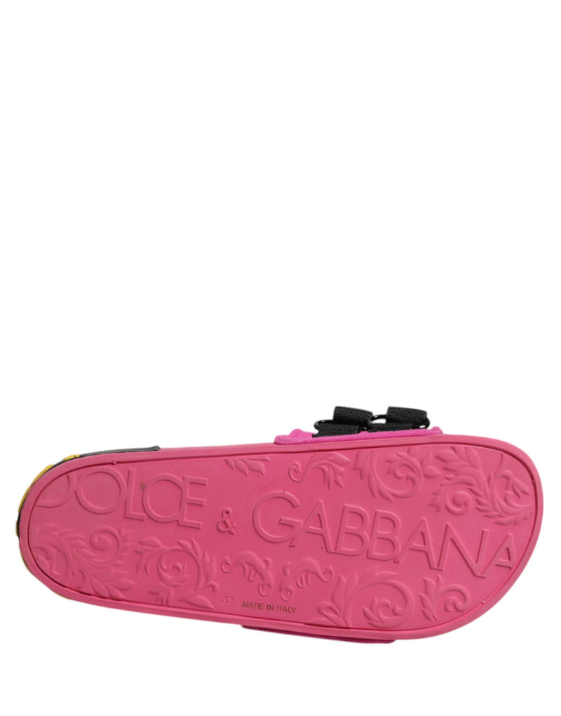 Dolce & Gabbana Fuchsia Neoprene Slides - Élégance et Confort