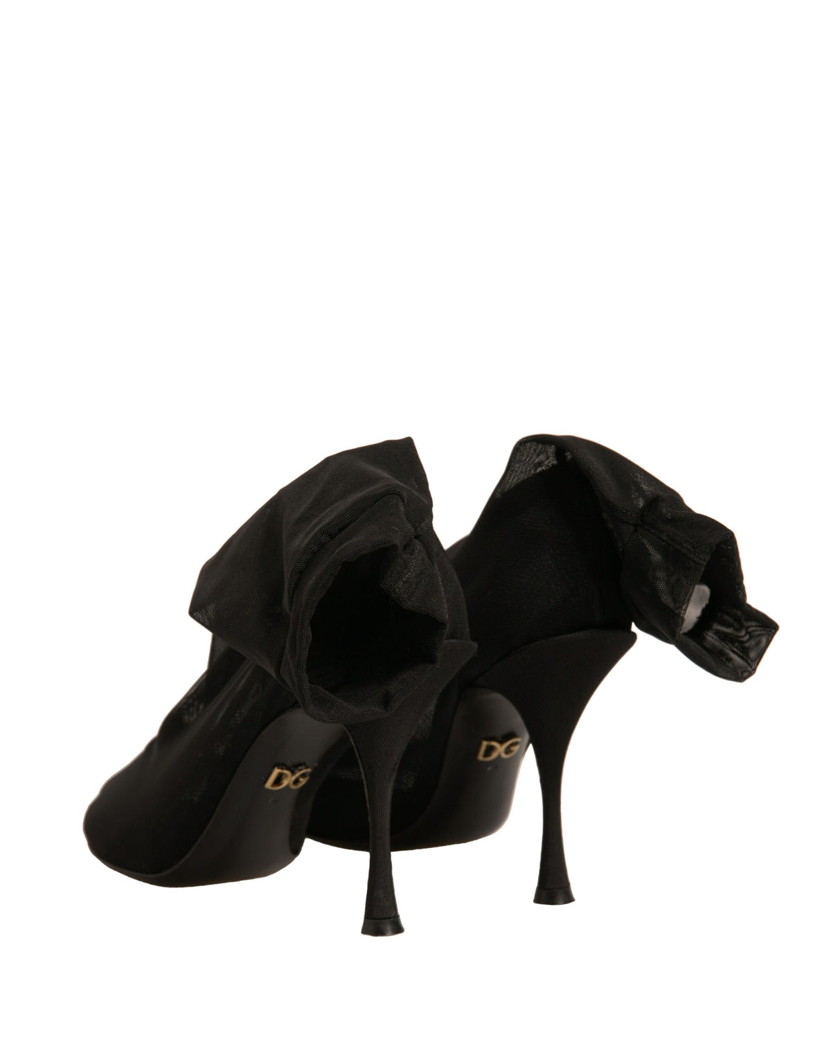 Dolce & Gabbana Black Silk Mesh Sock Style Heels Boots