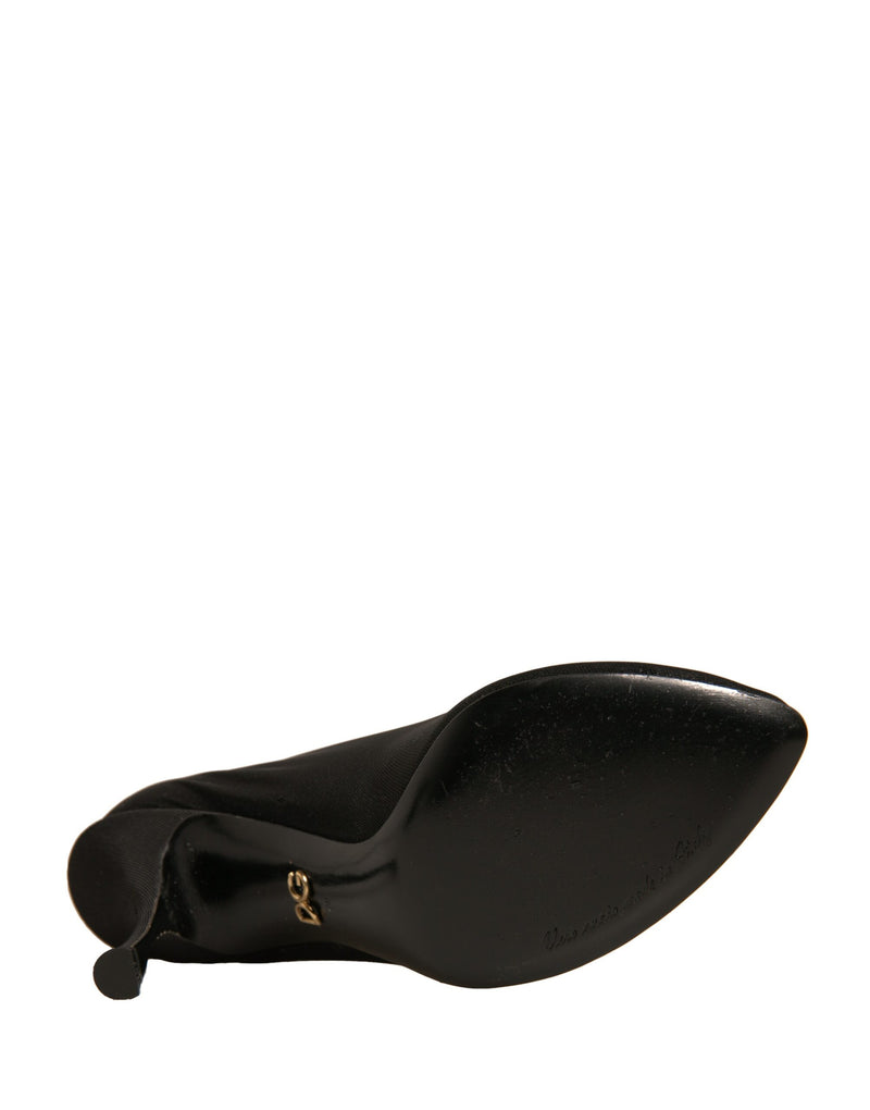 Dolce & Gabbana Black Silk Mesh Sock Style Heels Boots