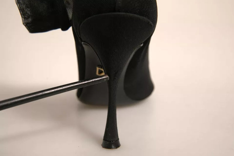 Dolce & Gabbana Black Silk Mesh Sock Style Heels Boots