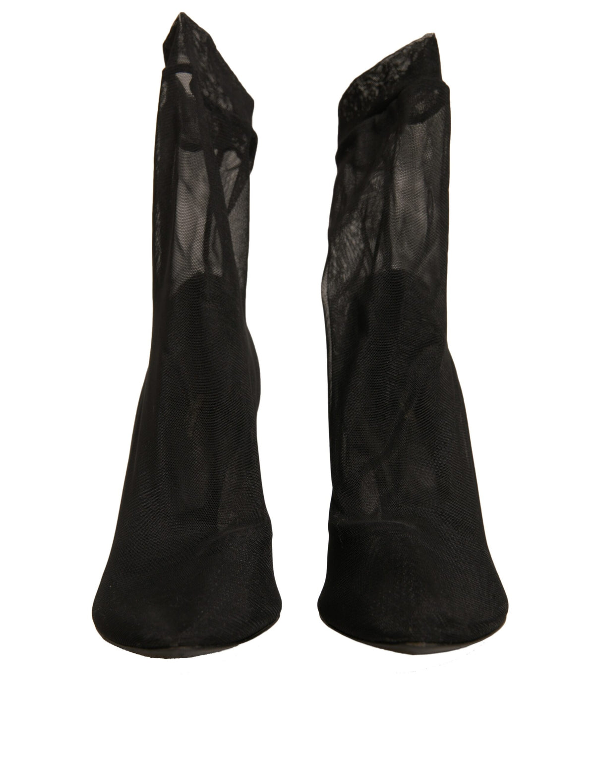 Dolce & Gabbana Black Silk Mesh Sock Style Heels Boots