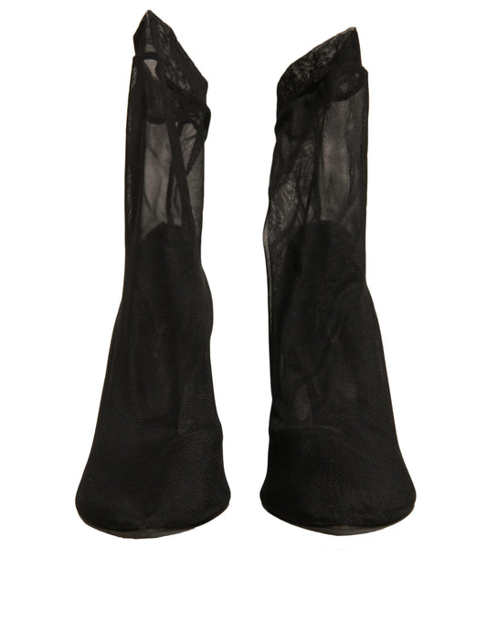 Dolce & Gabbana Black Silk Mesh Sock Style Heels Boots