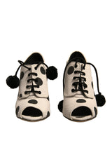 Dolce & Gabbana Black and White Polka Dot Peep Toe Ankle Boots
