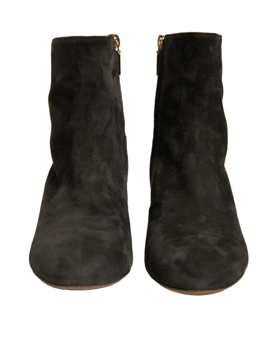 Dolce & Gabbana Black Embellished Heel Ankle Boots