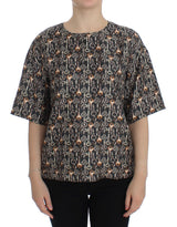 Blouse en soie à imprimé clé dorée grise de Dolce &amp; Gabbana, modèle T-shirt.