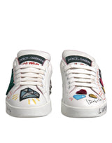 Dolce & Gabbana White Sequined Crystal Low Top Sneakers