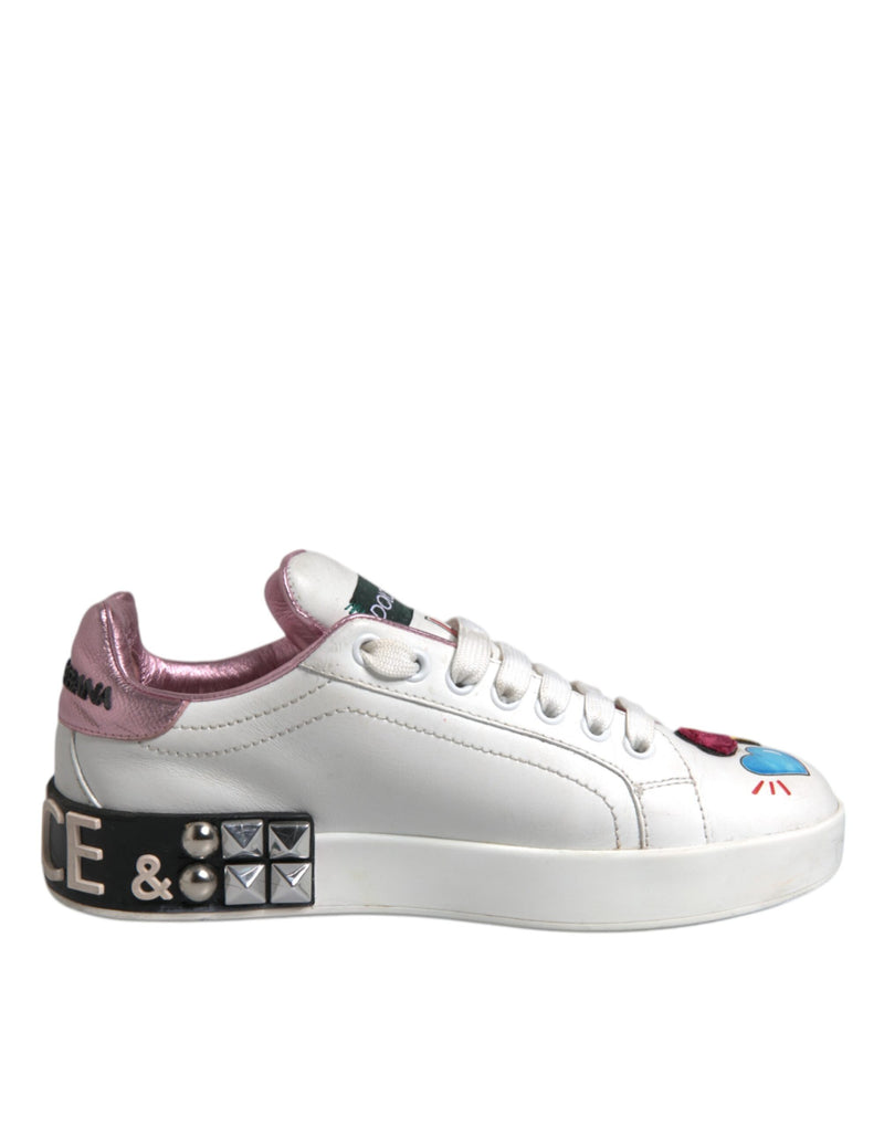 Dolce & Gabbana White Sequined Crystal Low Top Sneakers