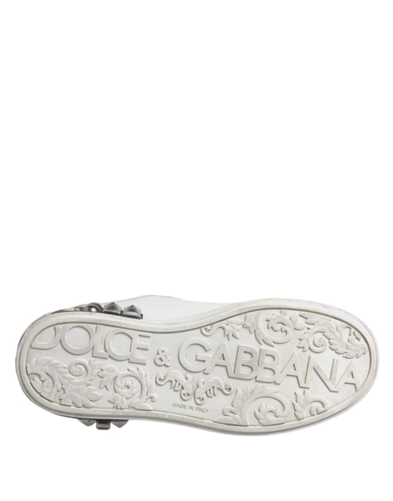 Dolce & Gabbana White Sequined Crystal Low Top Sneakers