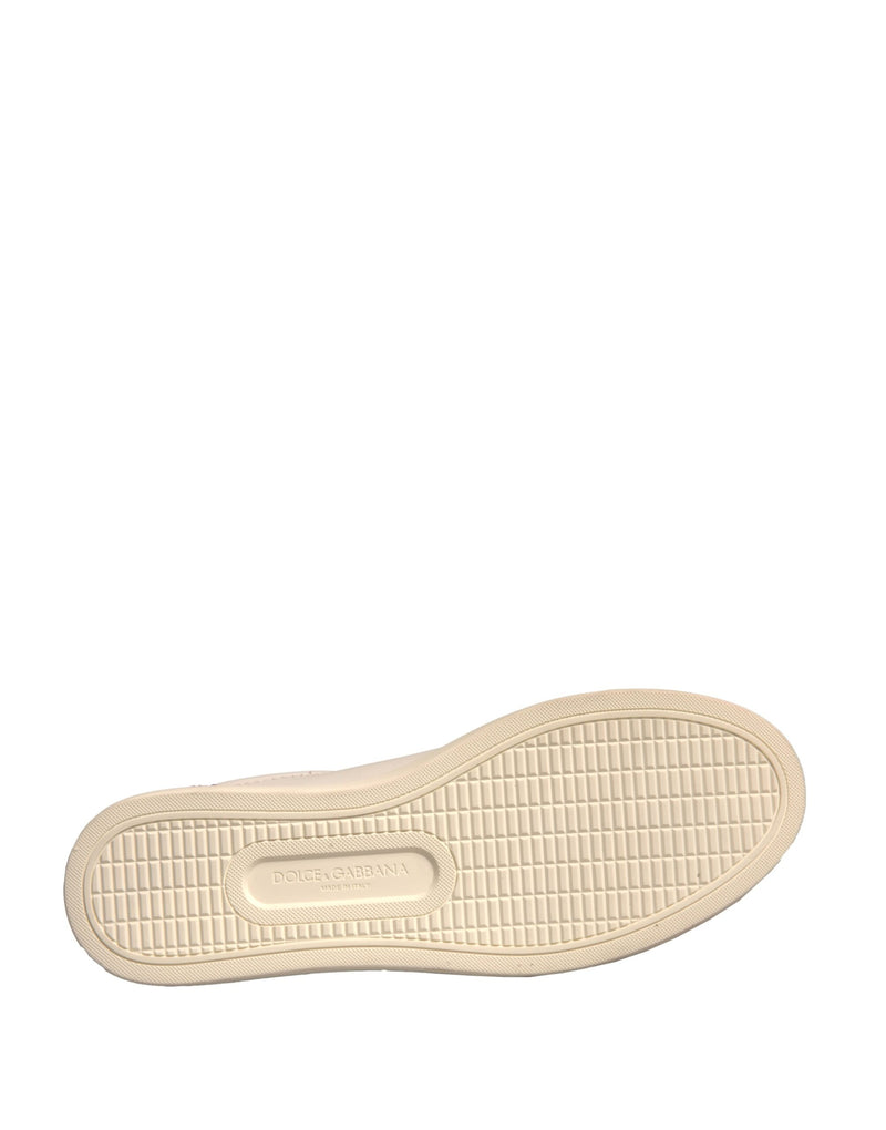 Dolce & Gabbana White Suede Leather Low Top Sneakers