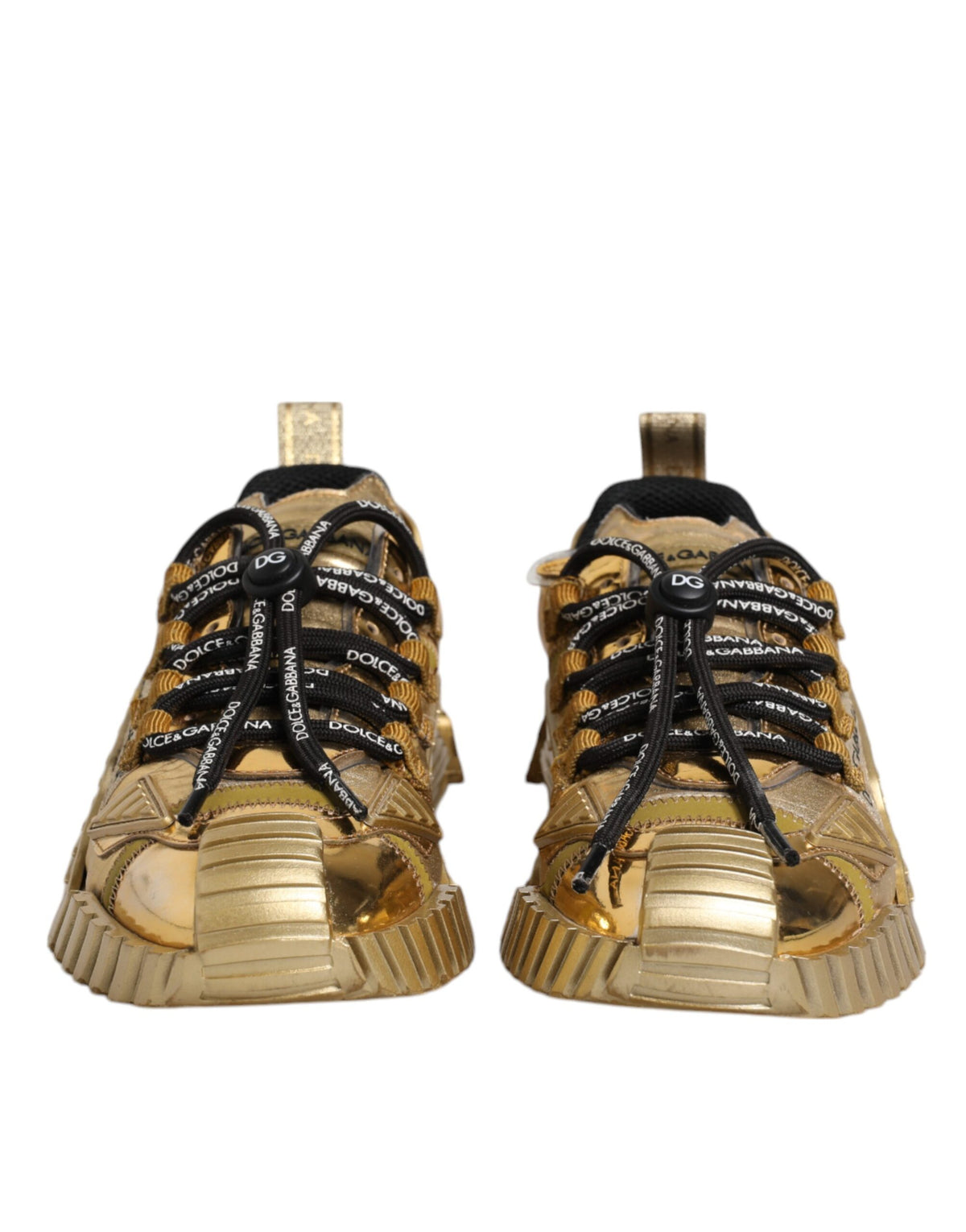 Dolce & Gabbana Gold Stretch Lace Up NS1 Sneakers