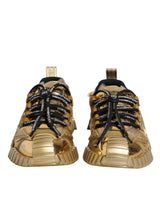 Dolce & Gabbana Gold Stretch Lace Up NS1 Sneakers