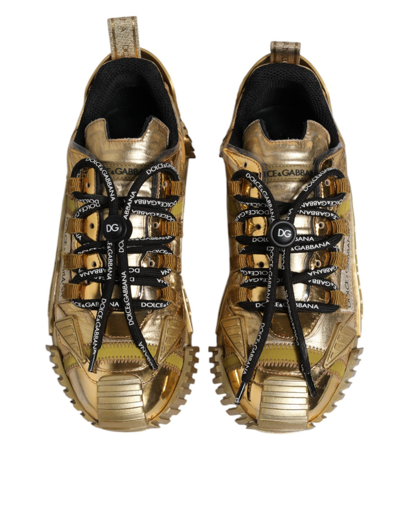 Dolce & Gabbana Gold Stretch Lace Up NS1 Sneakers