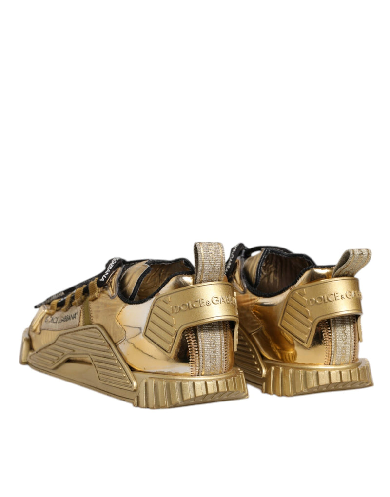 Dolce & Gabbana Gold Stretch Lace Up NS1 Sneakers