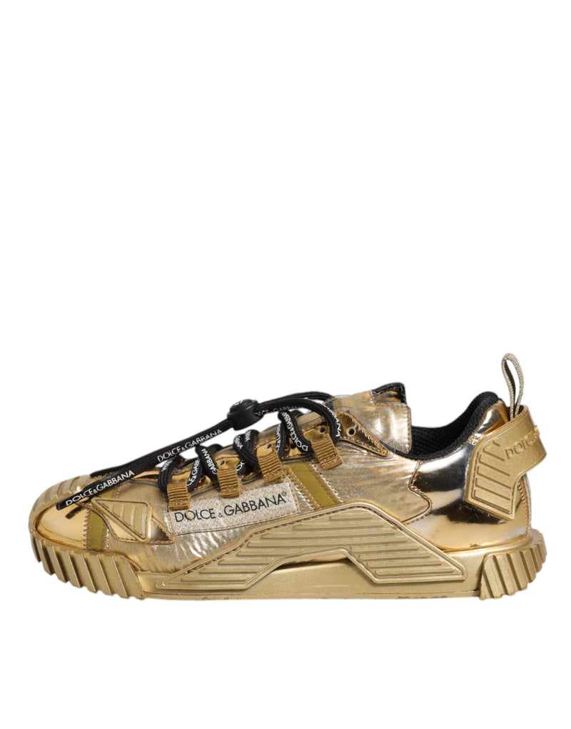 Dolce & Gabbana Gold Stretch Lace Up NS1 Sneakers