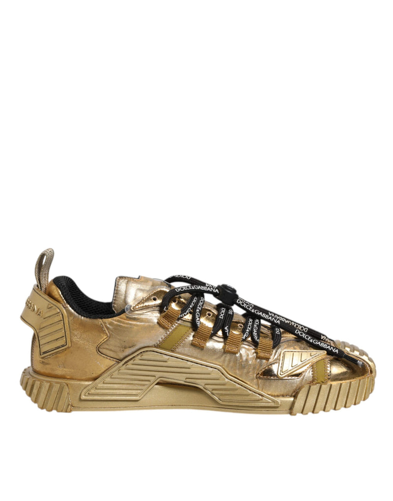 Dolce & Gabbana Gold Stretch Lace Up NS1 Sneakers